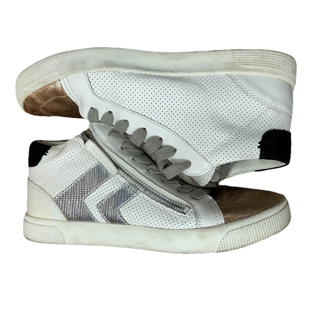 Dolce Vita Sneakers Womens Size 8 M Zello Mid Top Leather Metallic European Chic - Picture 2 of 8